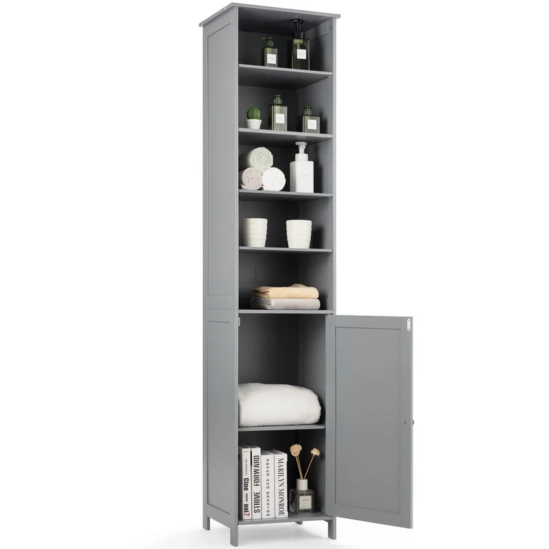 72 Inches Tall Floor Bathroom Storage Cabinet, Gray