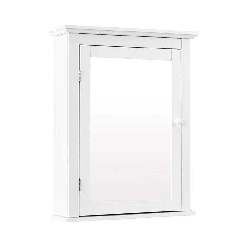 Wall Mounted Bathroom Mirror Cabinet, Adjustable Shelf, White