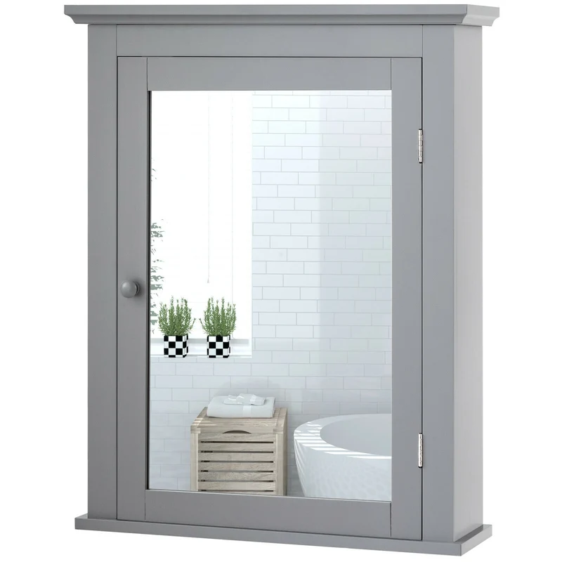 Wall Mounted Medicine Cabinet, Adjustable Shelf, Gray