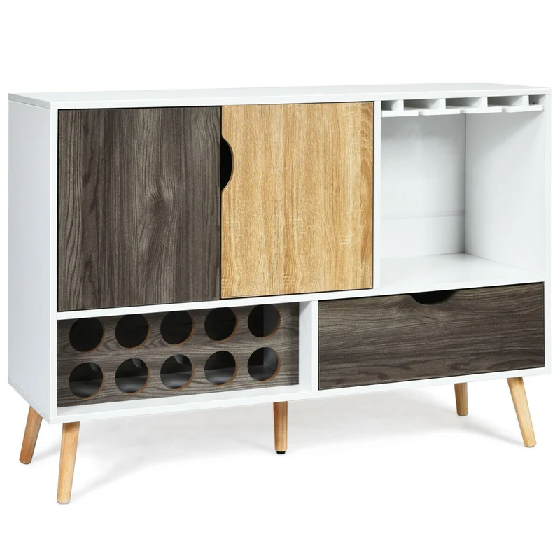 Mid-Century Buffet Sideboard, Wooden Storage Cabinet, White