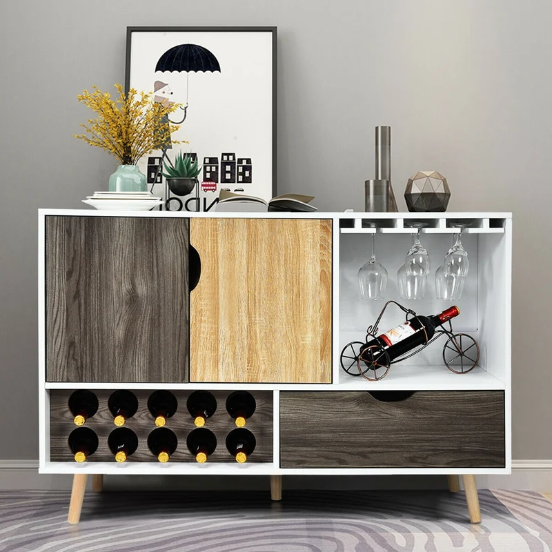 Mid-Century Buffet Sideboard, Wooden Storage Cabinet, White