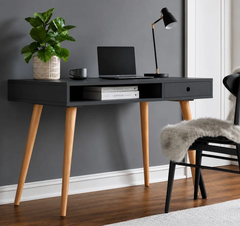Bureau TORUS 120 cm Scandinave - Gris Anthracite