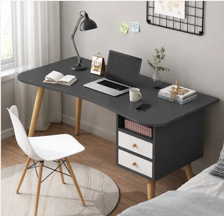 PERTUIS S3 Bureau Gris anthracite en bois avec Rangement