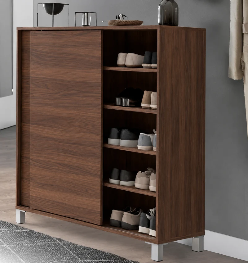 Meuble chaussure SAGI Noyer avec 2 porte coulissante