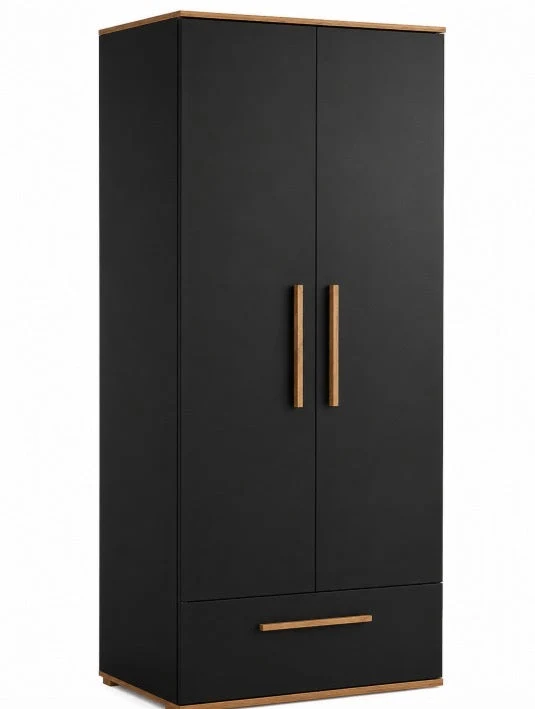 NIPTON - Noir - ARMOIRE - 190x80x35 cm