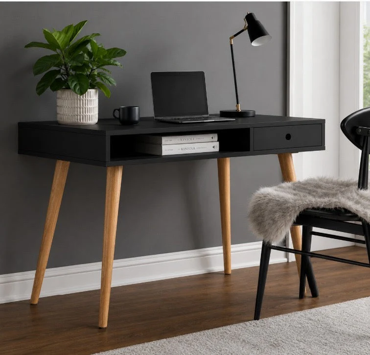 Bureau TORUS 120 cm Scandinave - Noir
