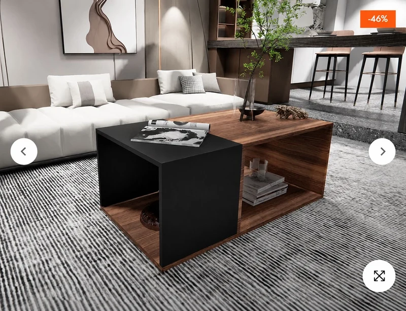 Table Basse 110 cm DUALIS - Noir et Noyer