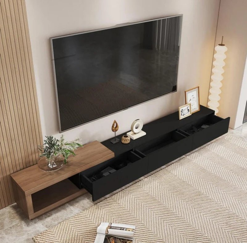 Meuble TV VINTAGE moderne rétractable en bois