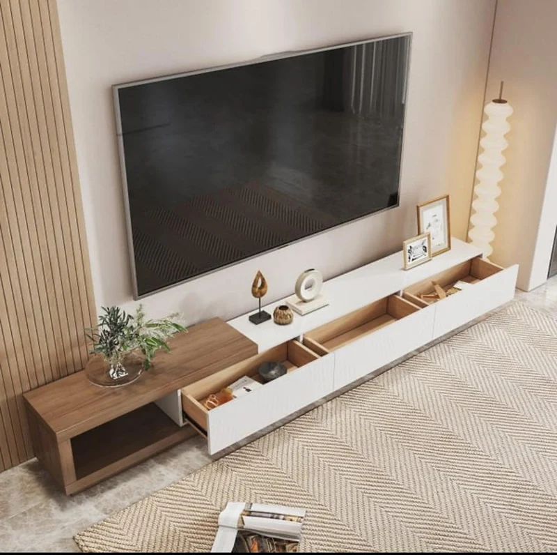 Meuble TV VINTAGE moderne rétractable en bois