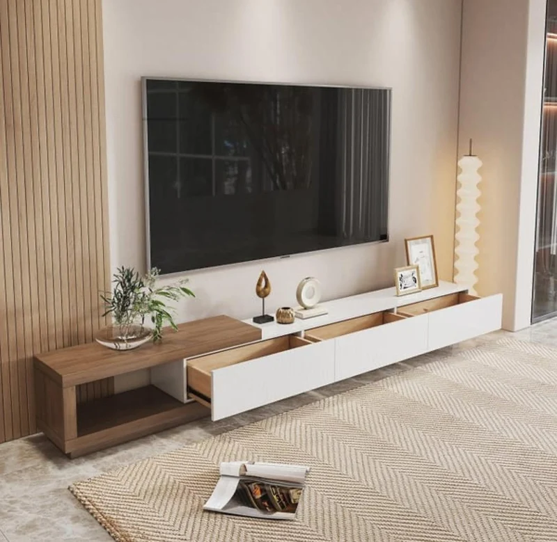 Meuble TV VINTAGE moderne rétractable en bois