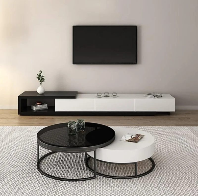 Meuble TV VINTAGE moderne rétractable en bois