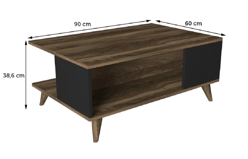 Table basse LOVADNOS - Noir et Noyer - Salon et séjour