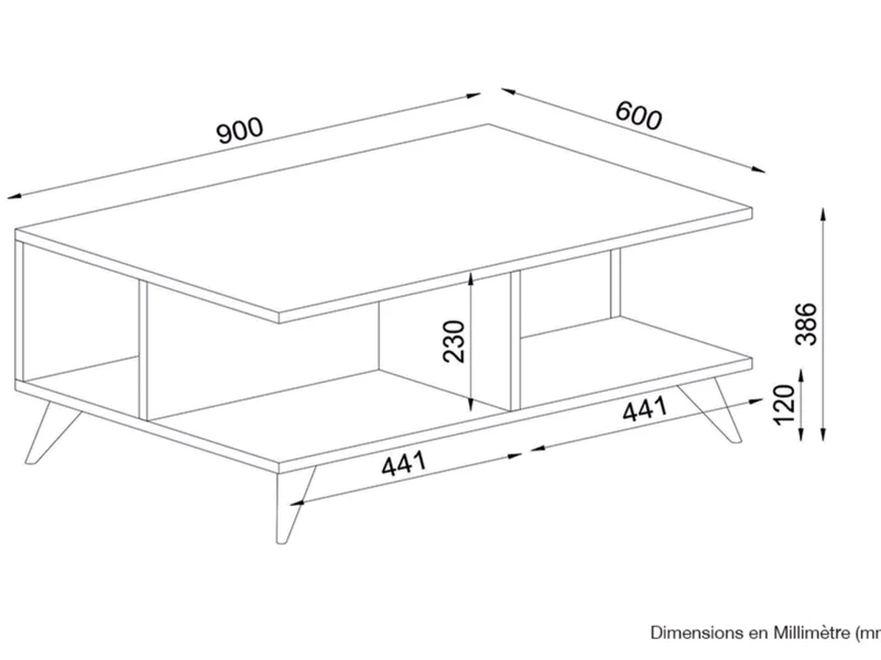 Table basse SEDDRAE - Blanc et Noyer - Salon et séjour