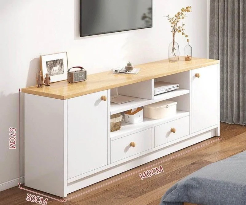 Meuble Tv et Console Buffet BERGAMO - Chêne et Blanc - entrée et séjour