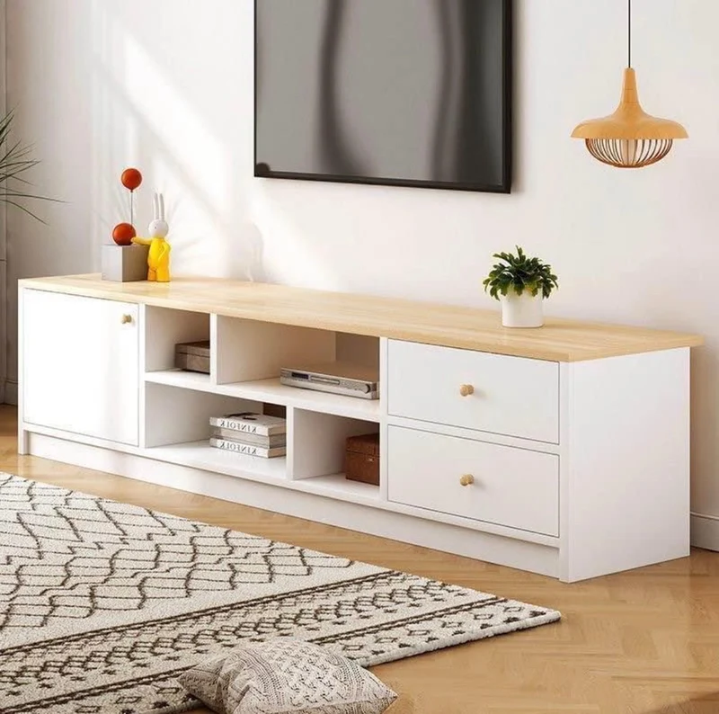 Meuble Tv et Console Buffet CHAHIN - Chêne et Blanc - entrée et séjour