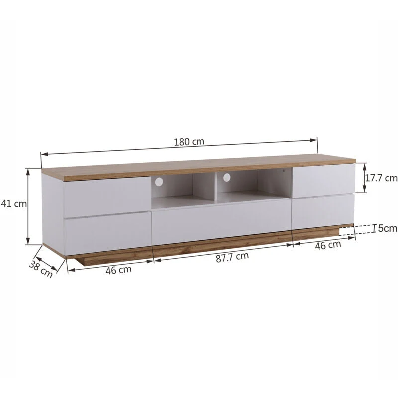 Modernluxe ZENOS – Meuble TV scandinave 180cm – 5 portes – 8 compartiments