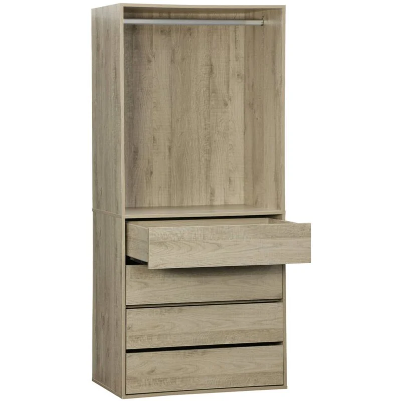 Armoire Vinci Chêne avec 4 tiroirs et 1 penderie naturel