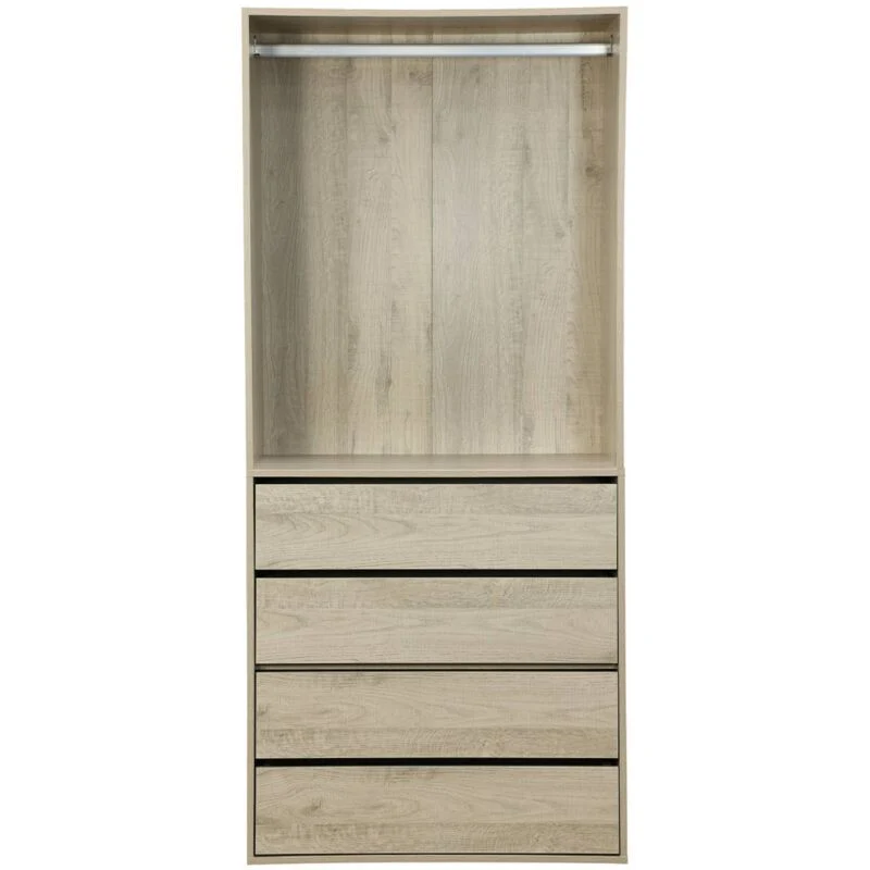 Armoire Vinci Chêne avec 4 tiroirs et 1 penderie naturel