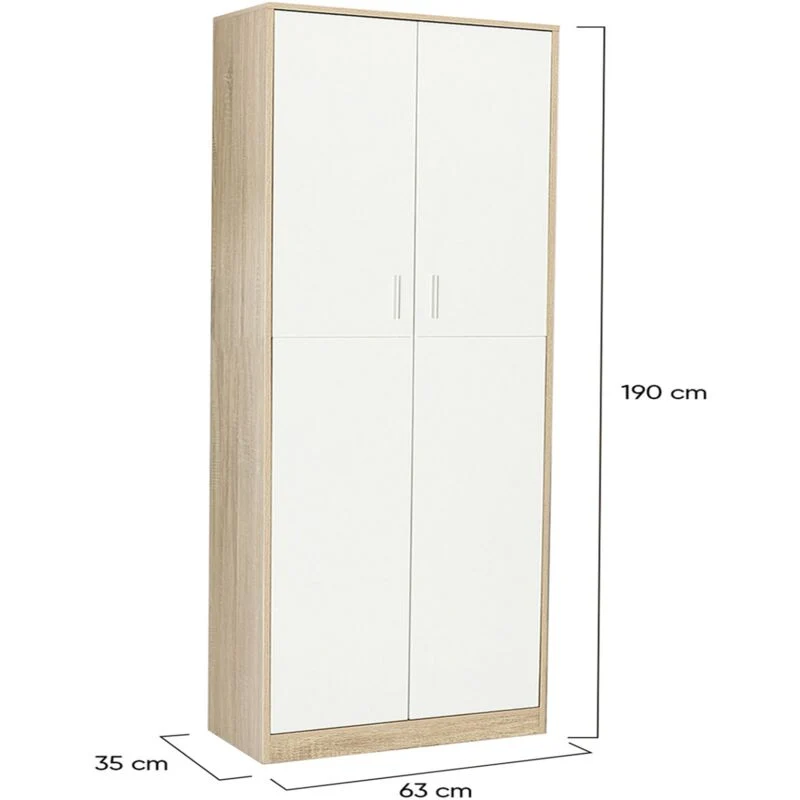 Armoire Viva Chêne et Blanc - 190cm