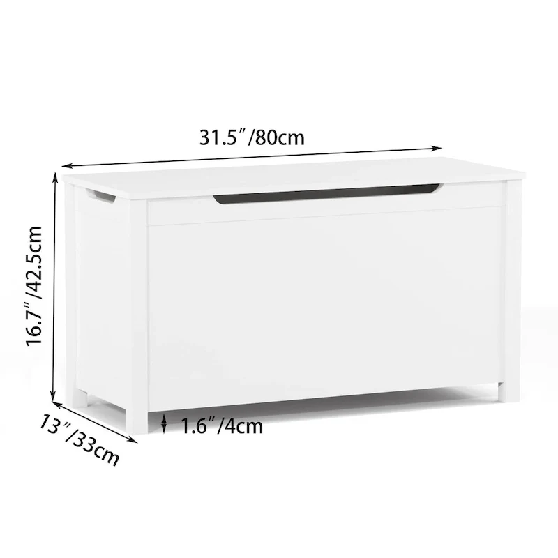 Coffre de rangement en bois pour enfants avec couvercle à charnière de sécurité, pour les 3 ans et plus. Idéal pour le salon, la salle à manger, l'entrée.