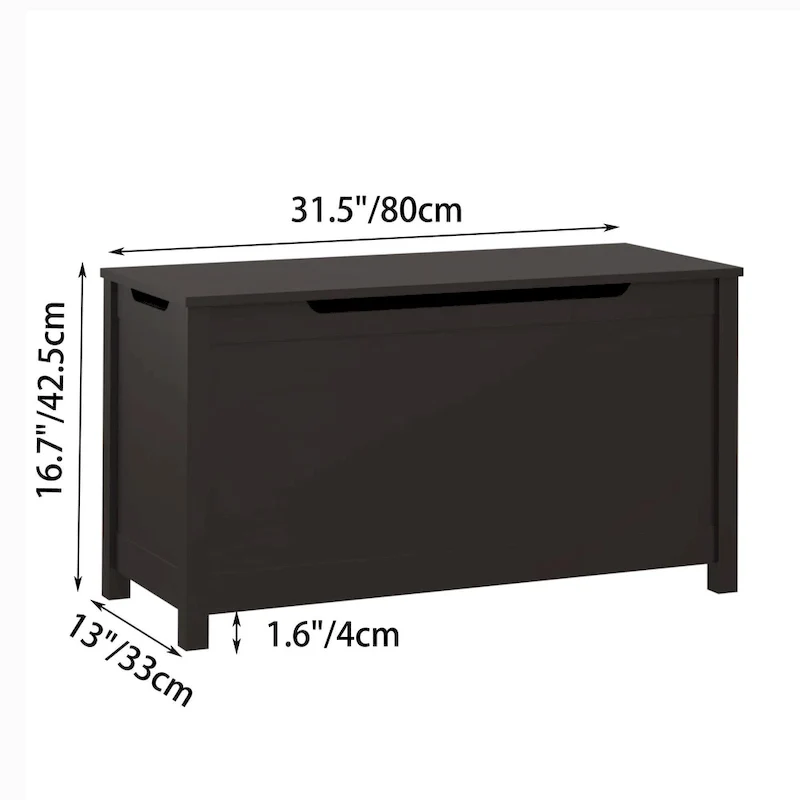 Coffre de rangement en bois pour enfants avec couvercle à charnière de sécurité, pour les 3 ans et plus. Idéal pour le salon, la salle à manger, l'entrée.