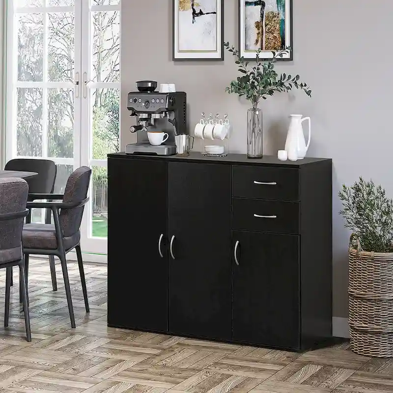 33 Meuble Buffet Vaisselier avec Rangement, Plateau Spacieux, Grands Tiroirs et Étagère Ajustable - Organiseur et Rangement de Cuisine