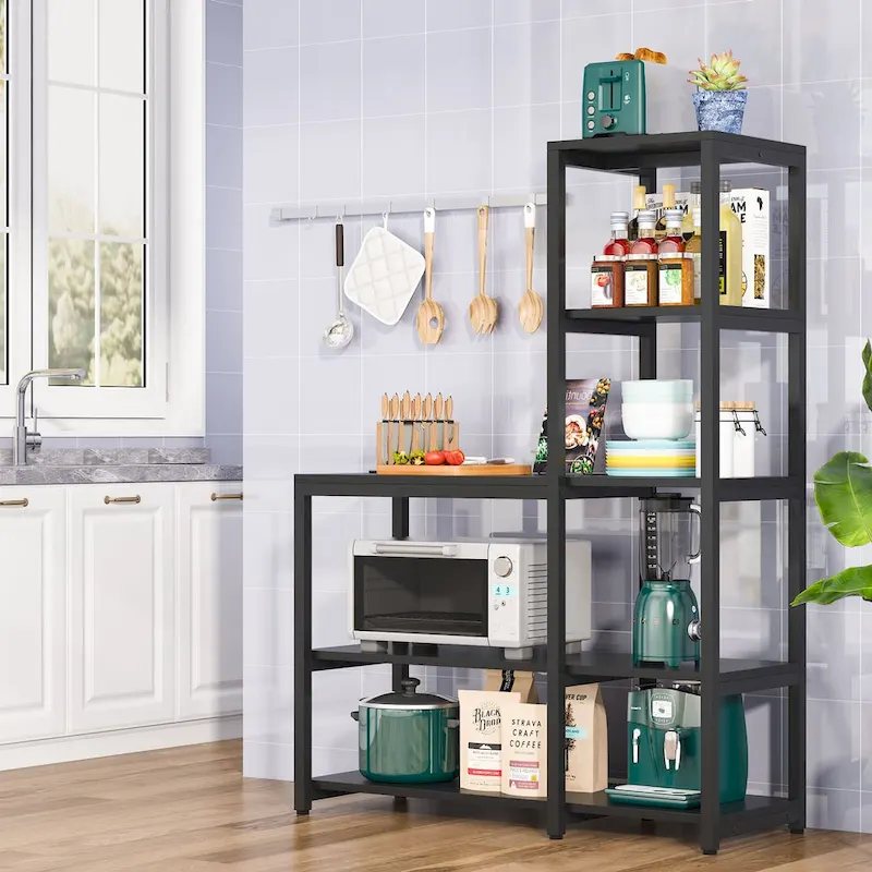 Étagère de cuisine en forme de L à 5 niveaux avec étagère de rangement