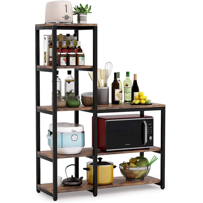 Étagère de cuisine en forme de L à 5 niveaux avec étagère de rangement