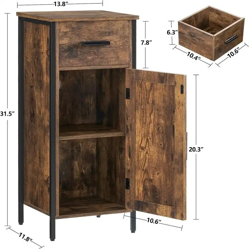 Meuble de rangement au sol étroit avec 1 porte et 1 tiroir - 11,8P x 13,8L x 31,5H