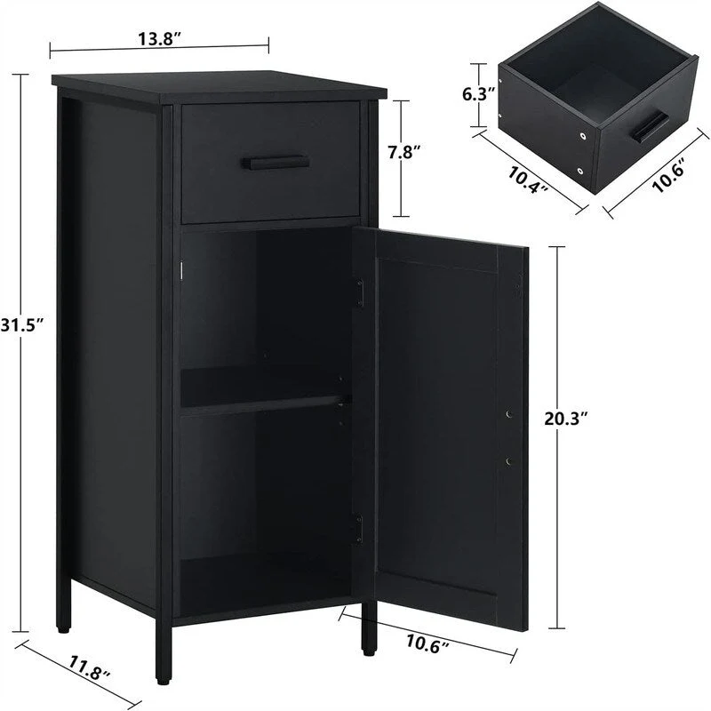 Meuble de rangement au sol étroit avec 1 porte et 1 tiroir - 11,8P x 13,8L x 31,5H