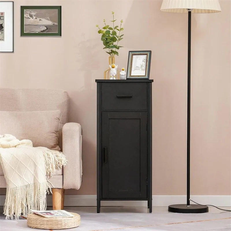 Meuble de rangement au sol étroit avec 1 porte et 1 tiroir - 11,8P x 13,8L x 31,5H