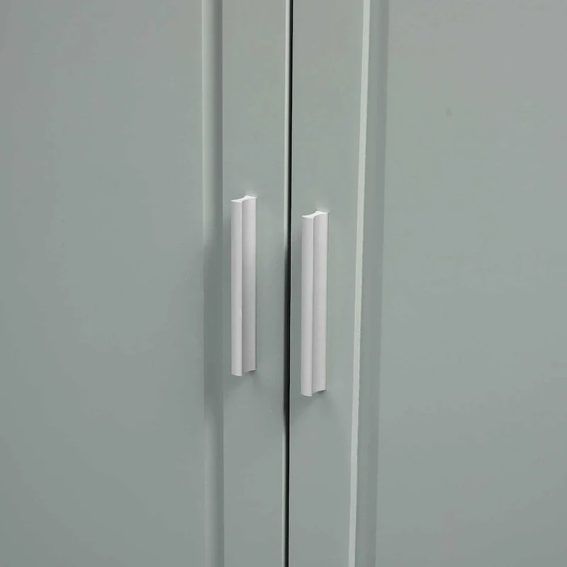 Meuble de rangement haut et large avec portes pour salle de bain/bureau, trois tiroirs, gris