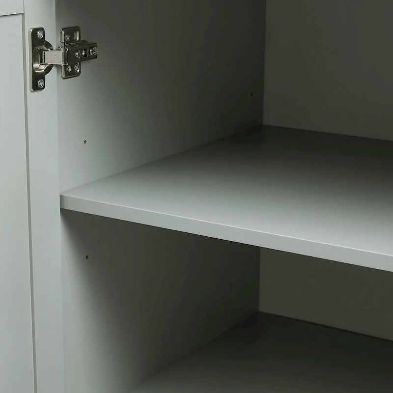 Meuble de rangement haut et large avec portes pour salle de bain/bureau, trois tiroirs, gris