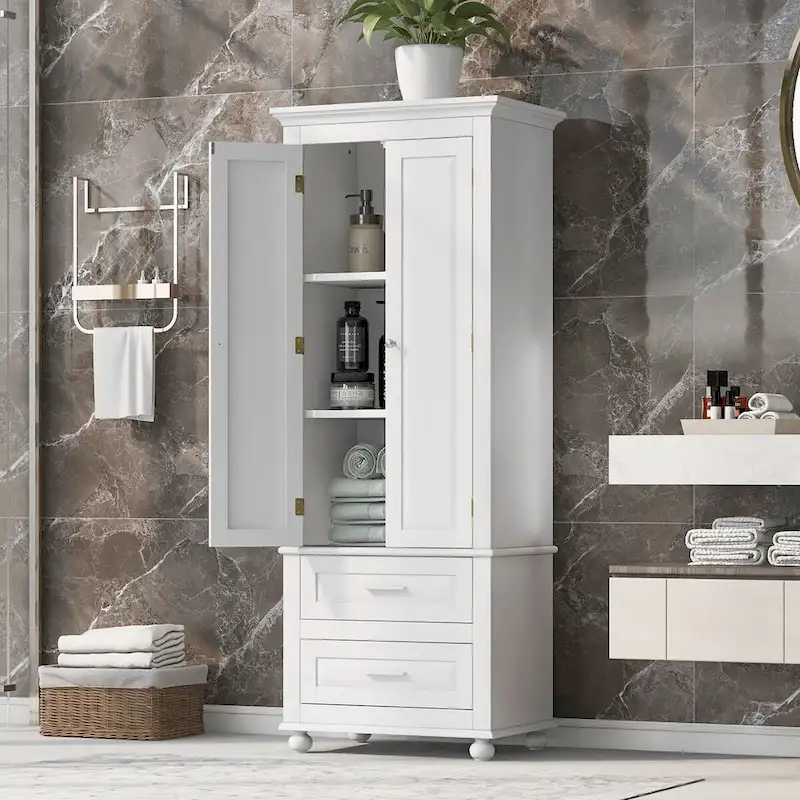 Armoire haute de rangement à deux tiroirs pour salle de bain/bureau