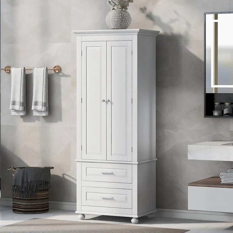 Armoire haute de rangement à deux tiroirs pour salle de bain/bureau