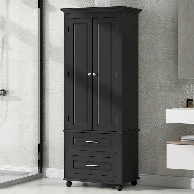 Armoire haute de rangement à deux tiroirs pour salle de bain/bureau