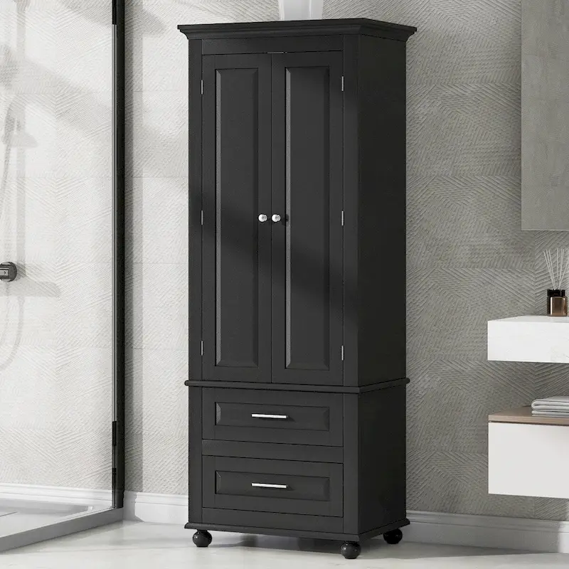 Armoire haute de rangement à deux tiroirs pour salle de bain/bureau