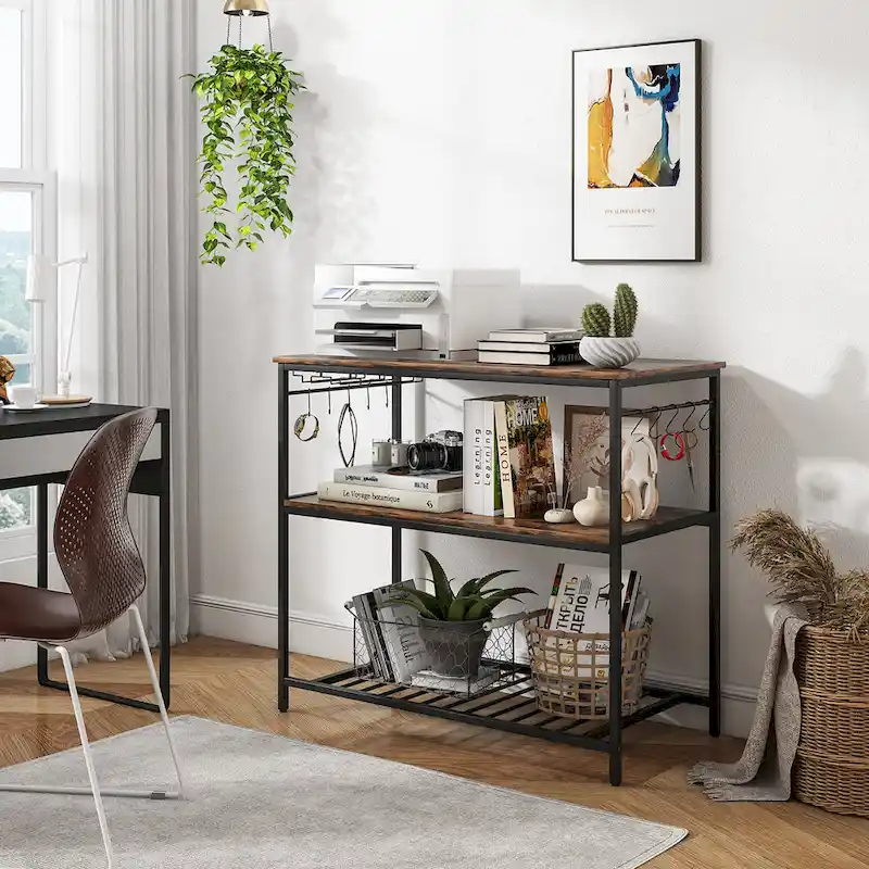 Meuble de cuisine îlot à 3 niveaux avec porte-verres à vin Grand