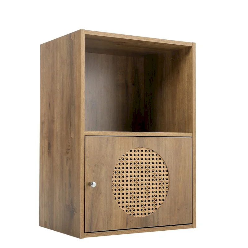 Meuble de Rangement Salle de Bain, Petit Meuble de Rangement, Armoire en Rotin, Meuble 1 Porte