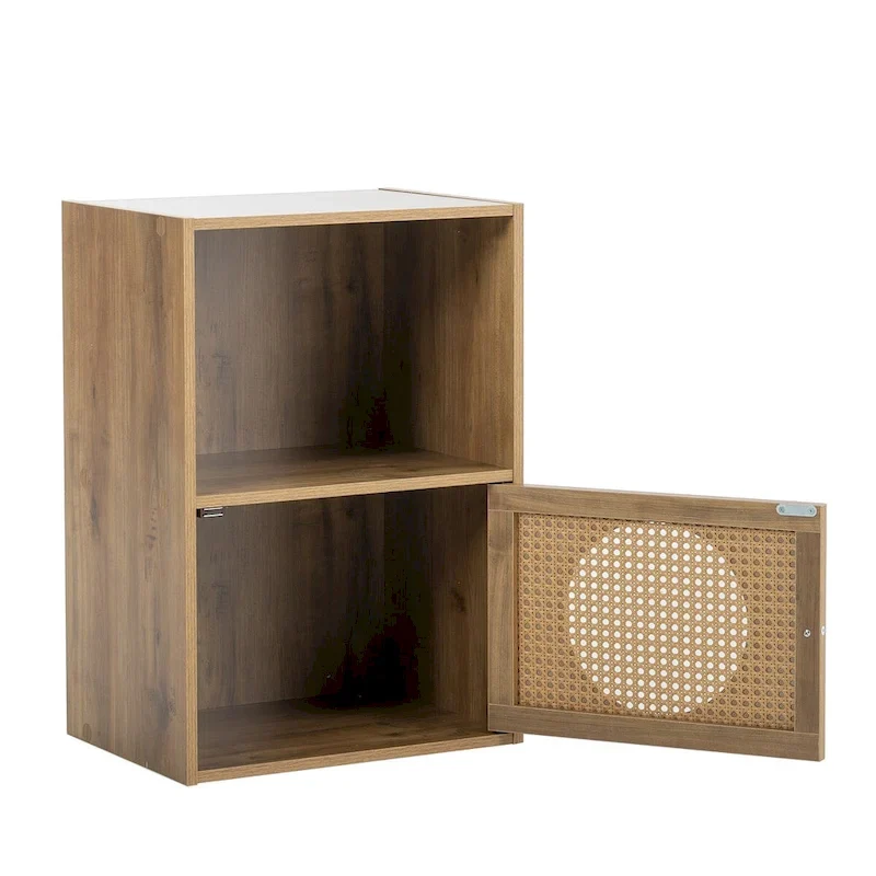 Meuble de Rangement Salle de Bain, Petit Meuble de Rangement, Armoire en Rotin, Meuble 1 Porte