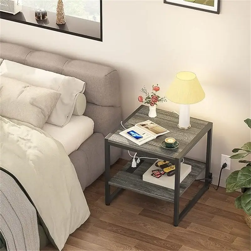 Table d'appoint avec station de recharge - 20P x 20L x 20,7H