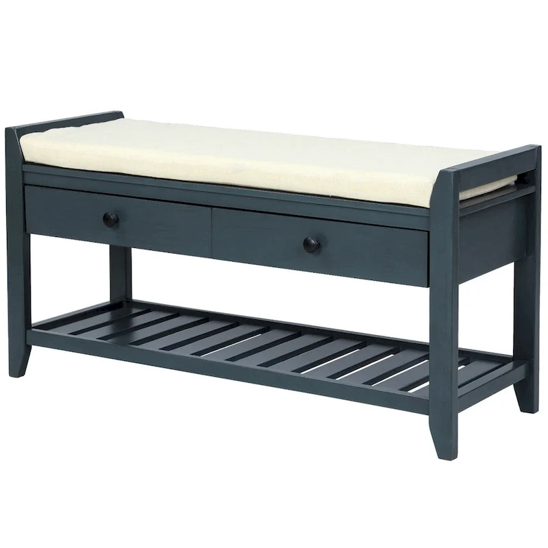 Banc de rangement d'entrée moderne multifonction avec siège rembourré et tiroirs