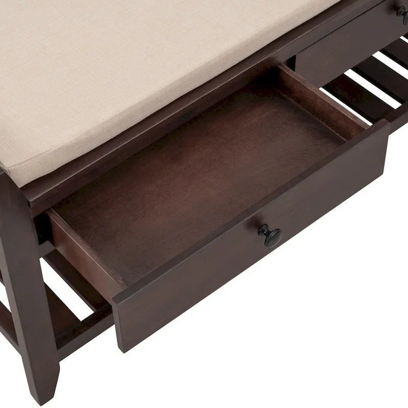 Banc de rangement d'entrée moderne multifonction avec siège rembourré et tiroirs