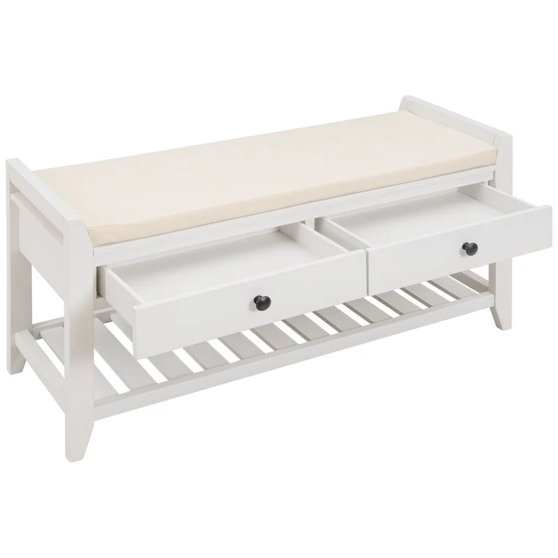 Banc de rangement d'entrée moderne multifonction avec siège rembourré et tiroirs