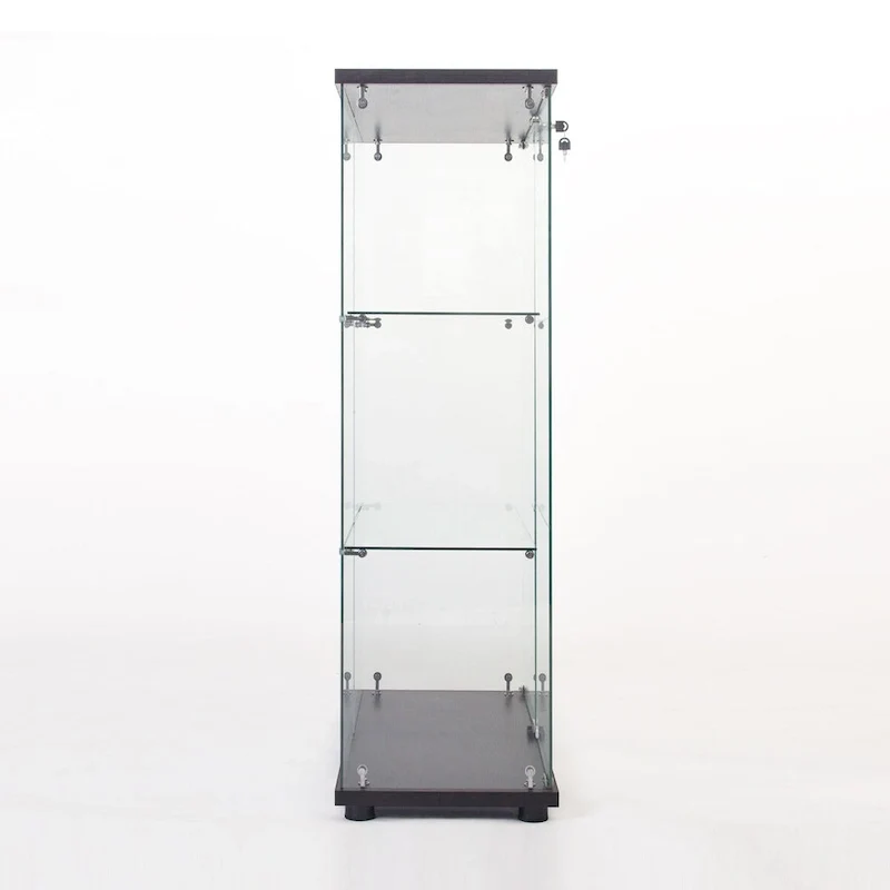 Vitrine à deux portes avec 3 étagères, noire
