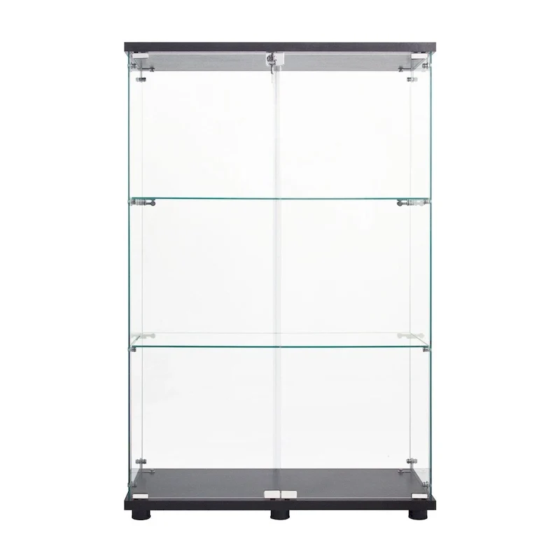 Vitrine à deux portes avec 3 étagères, noire