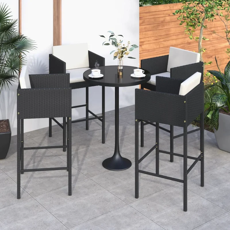 Tabouret de bar extérieur résine tressée gris fonçé (lot de 4)