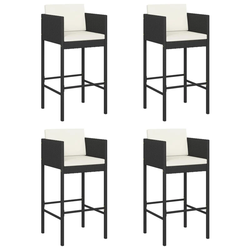 Tabouret de bar extérieur résine tressée gris fonçé (lot de 4)