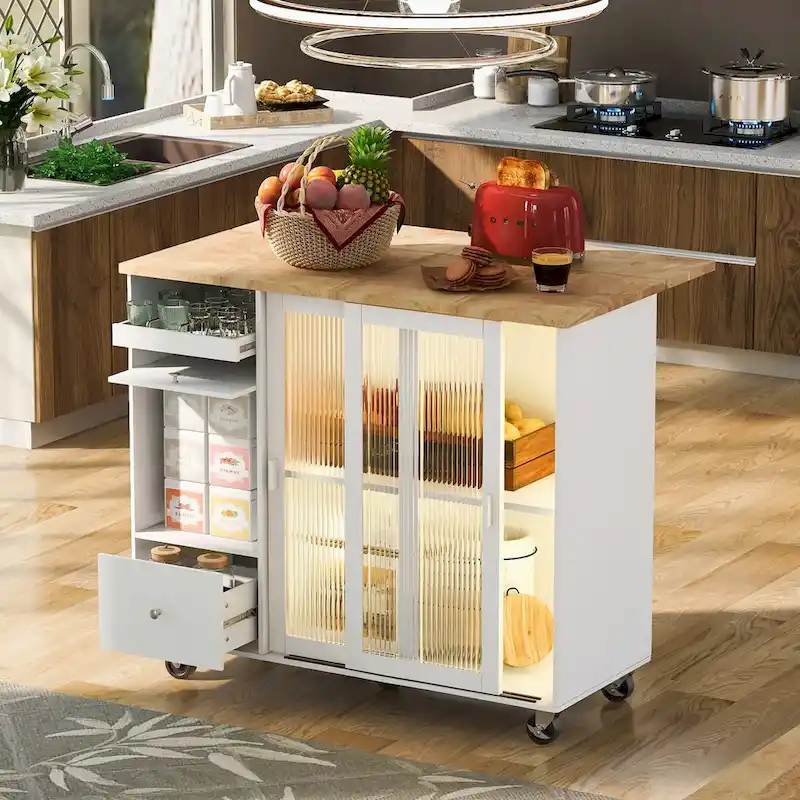 Ilot de cuisine avec abattant et lumière LED