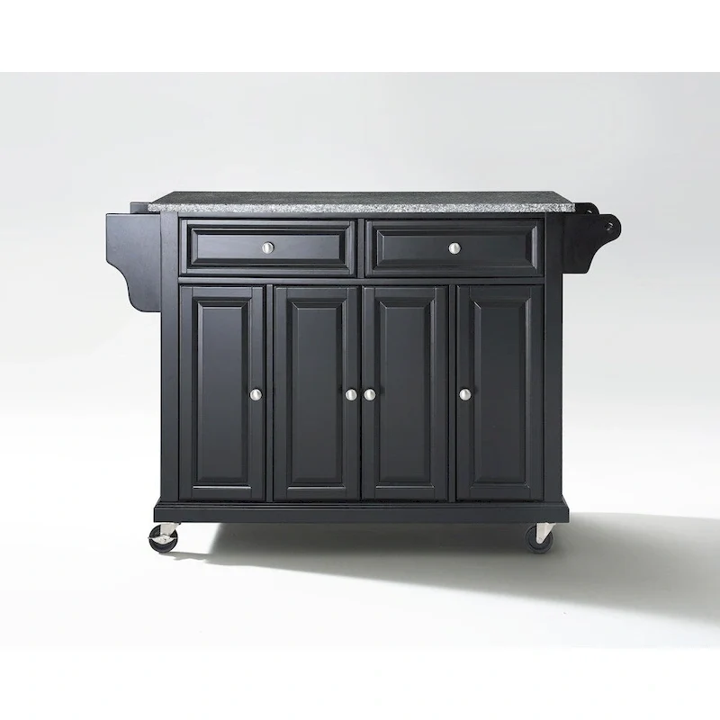 Desserte/Îlot de cuisine noir en granit massif – 18p x 51,5L x 36h
